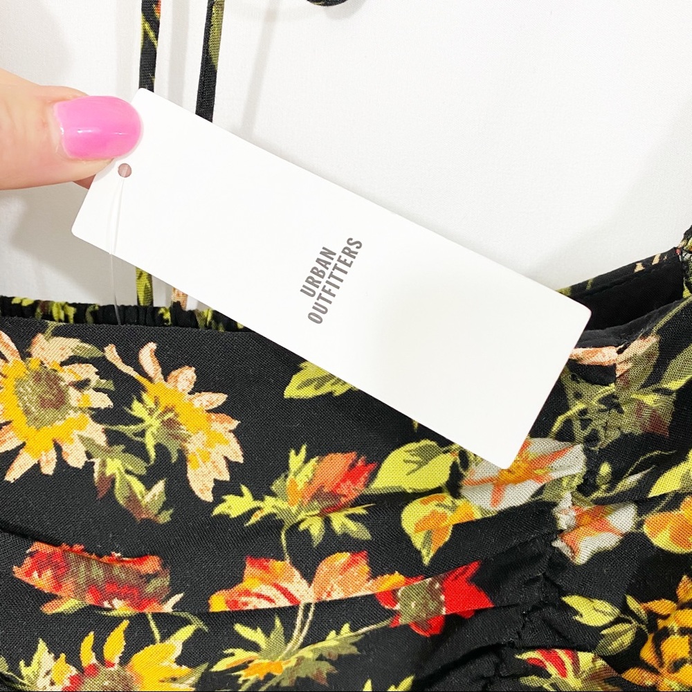 NEW UO Bambi Ruched Floral Puff Sleeve Blouse Top - Picture 11 of 13